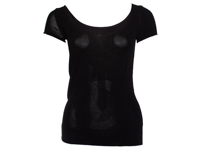 Chanel, top elasticizzato con logo Chanel Nero