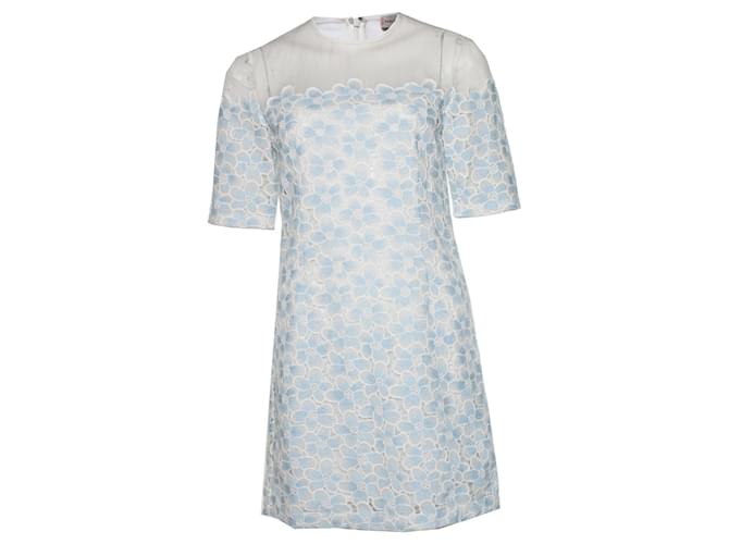 Paul & Joe Sister Sorelle Paul e Joe, Vestito floreale Bianco Blu Seta  ref.1002093