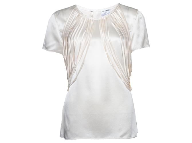 Chanel, blusa de pasarela blanco roto Seda  ref.1002096