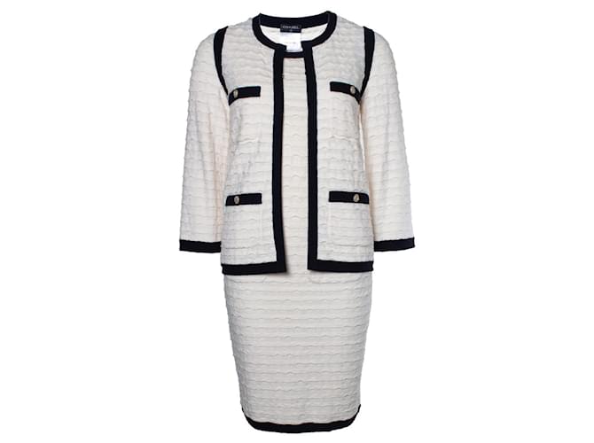 Chanel, blue and off white knit Co ord set Cotton  ref.1002099