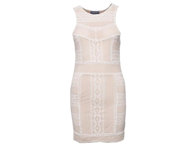 Magali Pascal, White perforated dress with a skin-colored slip dress in size S.  ref.1002121