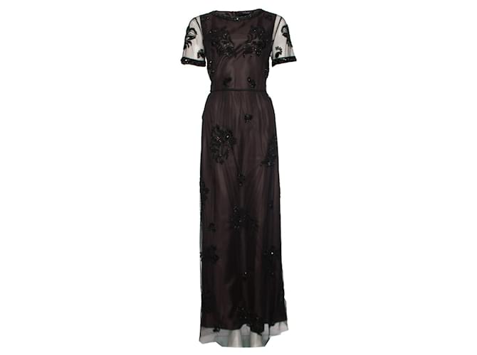 Twin Set Twin-Set, Langes schwarzes Kleid mit Perlen. Polyester  ref.1002136