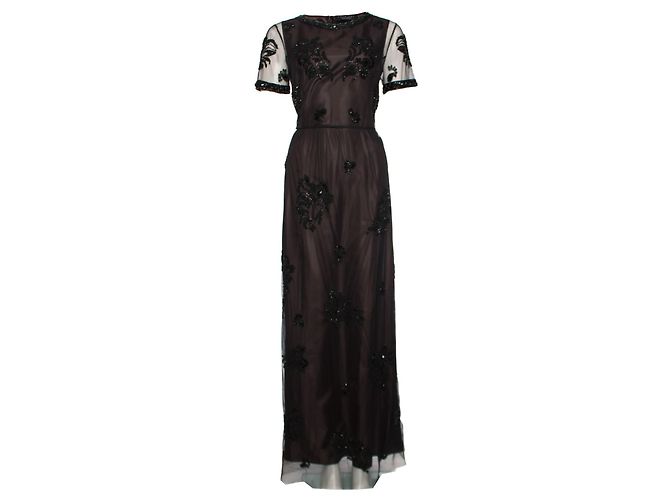 Twin Set Twin-Set, Langes schwarzes Kleid mit Perlen.