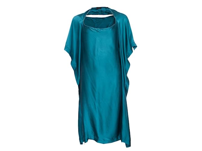 Autre Marque Klavers van Engelen, Turquoise silk dress. Blue  ref.1002142