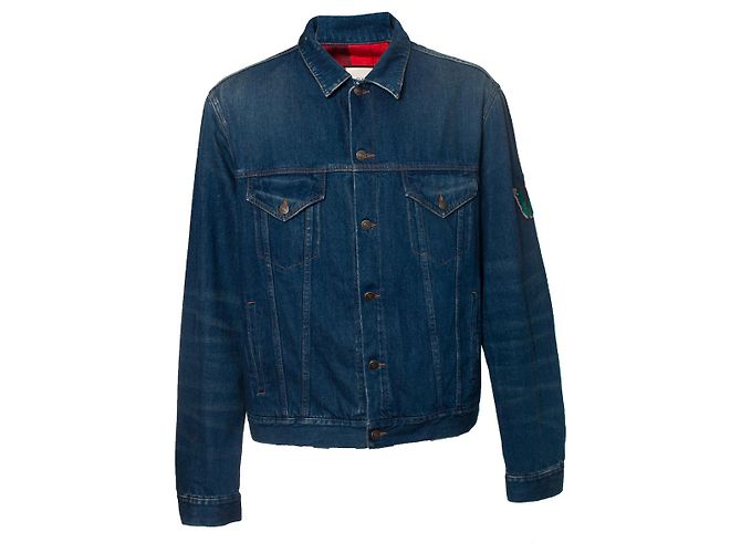 gucci, Giacca in denim superiore L'aveugle par amour Blu