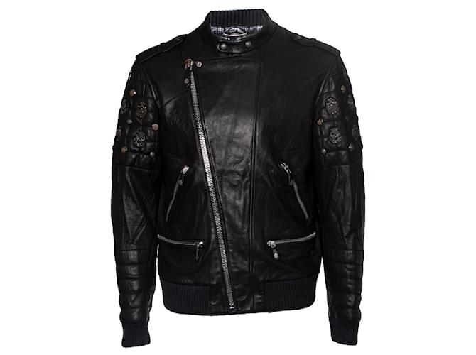 Philipp Plein, Quilted leather bomber jacket Black  ref.1002147