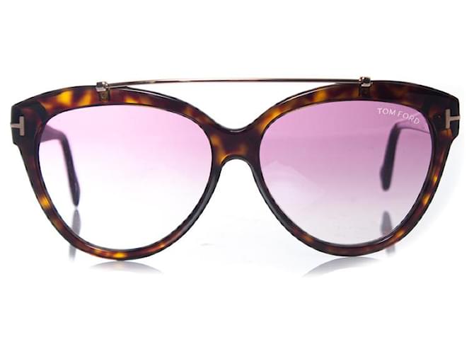 Tom Ford, Livia sunglasses with tortoise print Brown  ref.1002184