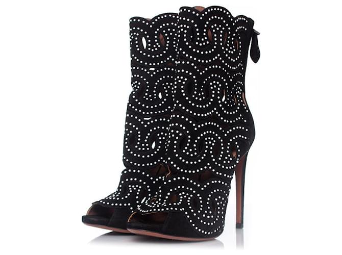 Alaïa Alaia, cutout studded suede boots Black  ref.1002193