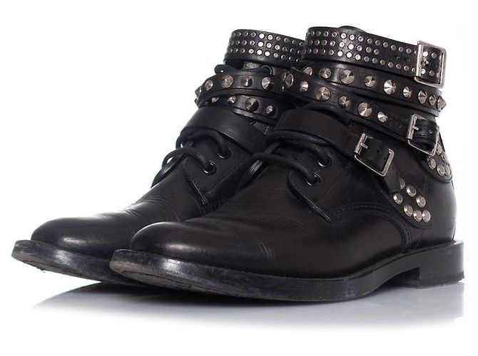 SAINT LAURENT, Botins militares Preto
