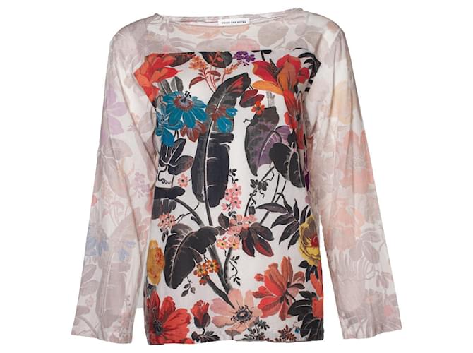 Dries van Noten, Top floreale con maniche lunghe Multicolore Cotone  ref.1002208