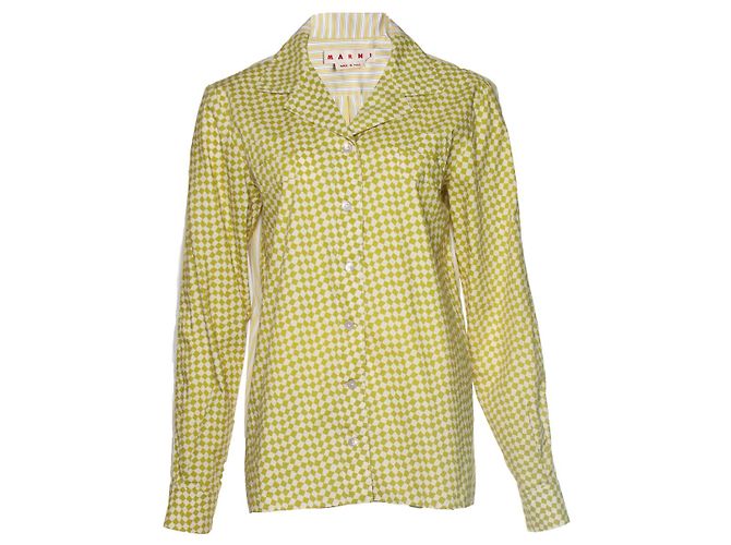 Marni, camisa com estampa gráfica em verde