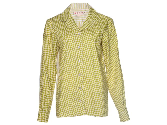 Marni, camisa com estampa gráfica em verde Algodão  ref.1002209
