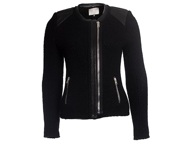 IRO, open woven natascha biker jacket Black Wool  ref.1002219