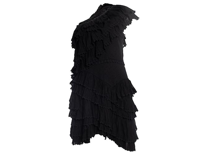 Isabel Marant, Robe noire à volants asymétrique Coton  ref.1002221