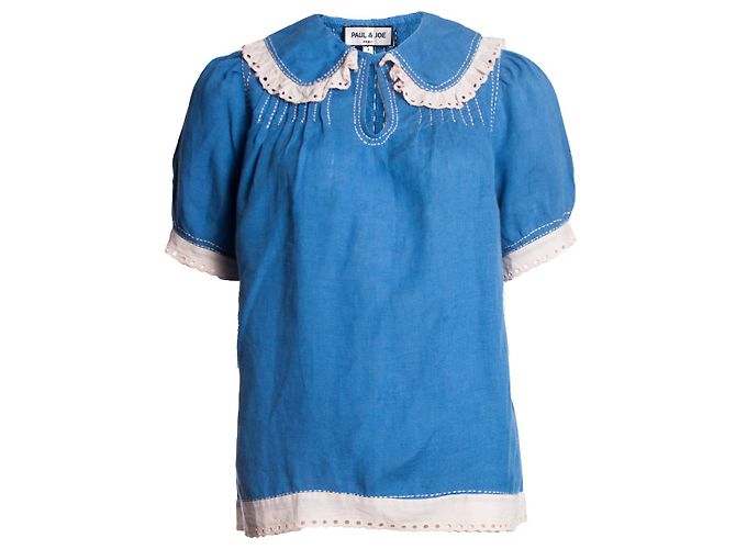 Paul & Joe, linen shirt with ruffles Blue