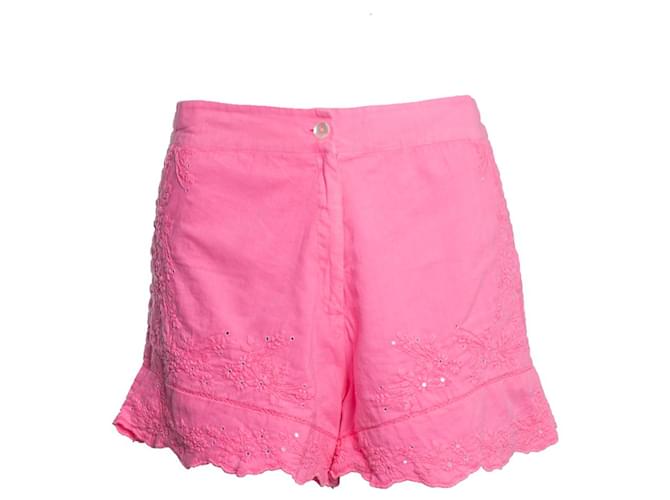 Autre Marque Juliette Dunn, Shorts rosa con ricami. Cotone  ref.1002237