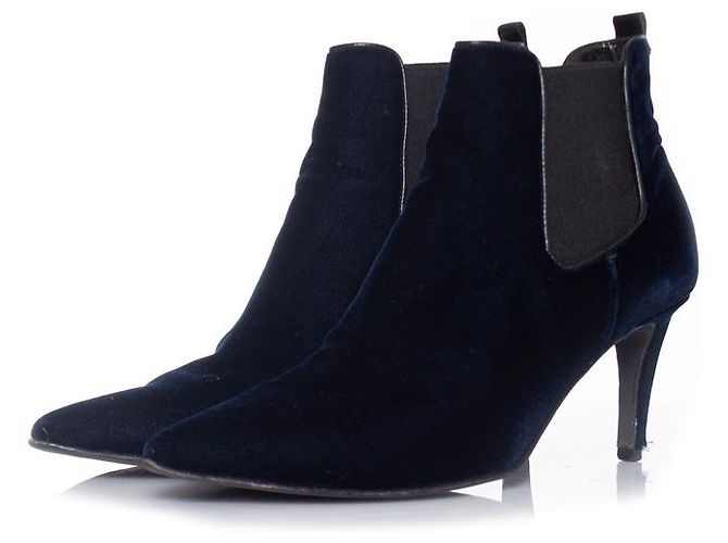 Autre Marque Perrera y Schmenger, botines de terciopelo en azul