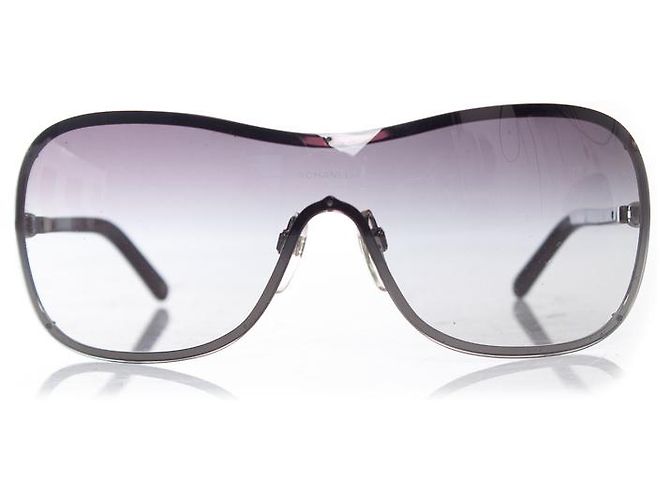 Chanel, Schild-Sonnenbrille mit Perle Rot 