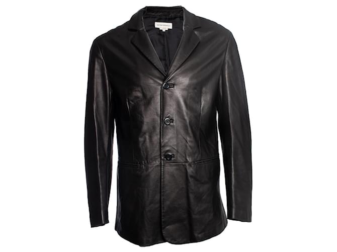 EMPORIO ARMANI, Leather blazer Black  ref.1002252