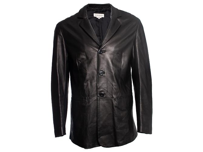 EMPORIO ARMANI, Lederblazer Schwarz