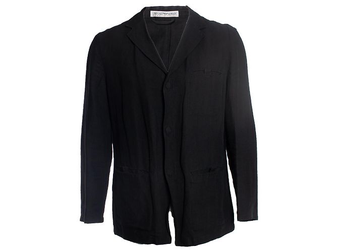 EMPORIO ARMANI, Leinenblazer in Schwarz