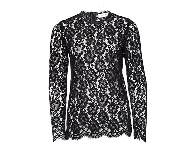 Sandro, Black lace top. Polyester  ref.1002293