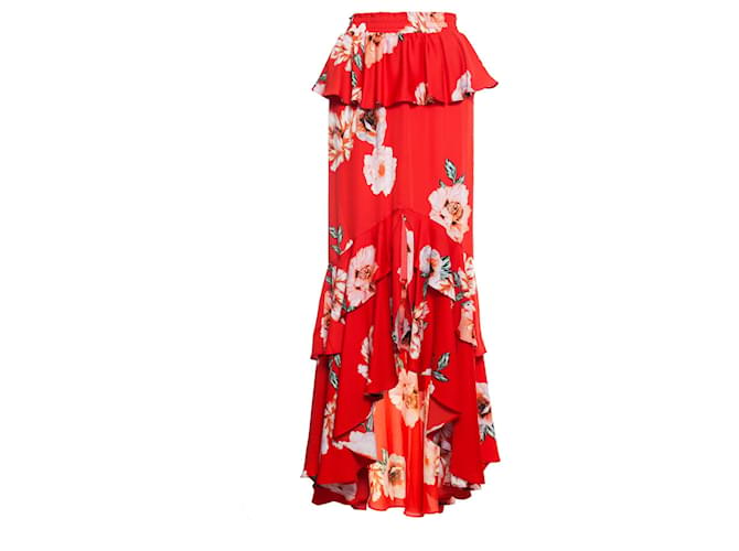Autre Marque MISA, Lucia skirt in poppy floral. Red Viscose  ref.1002299