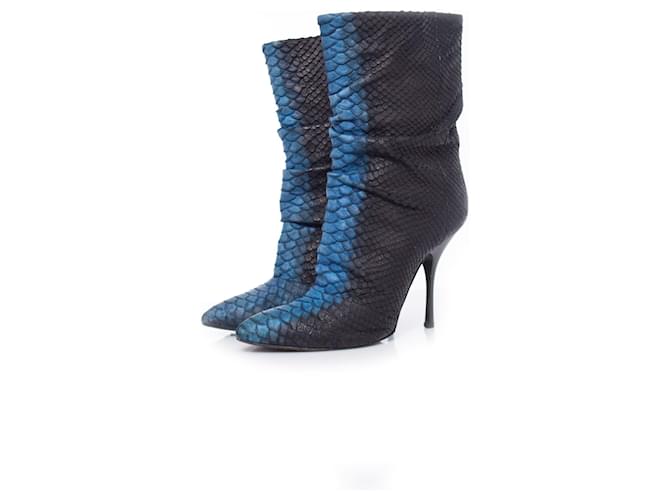 Giuseppe Zanotti, Halbstiefel aus Pythonleder Schwarz Blau  ref.1002306