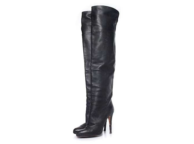 Jimmy Choo, Black leather over knee boots.  ref.1002321