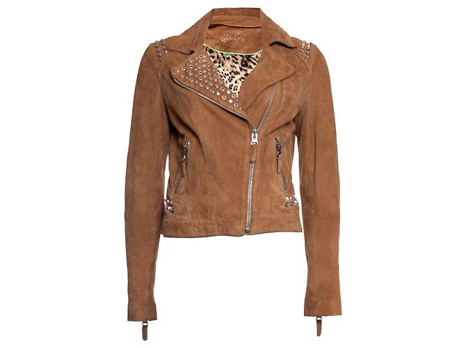 Autre Marque ginger, Cognac suede biker jacket Brown