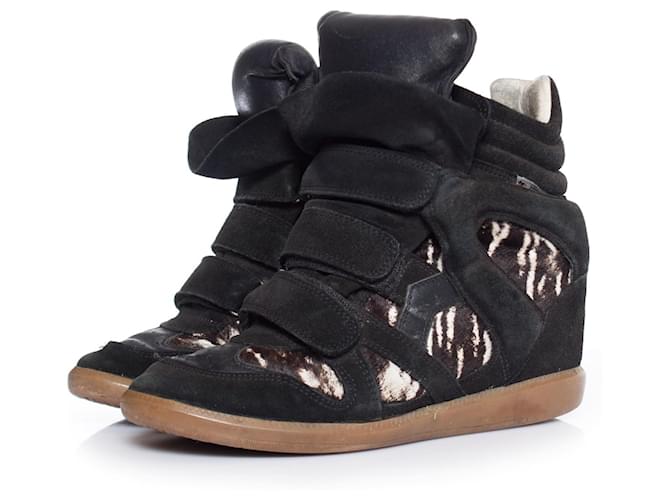 Isabel Marant, Beckett sneakers in zebra print. Black Leather  ref.1002330
