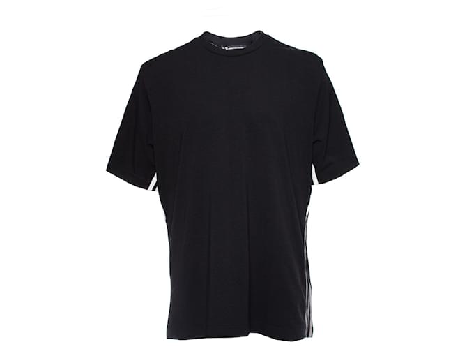 Y3, T-shirt nera con righe. Nero Cotone  ref.1002339