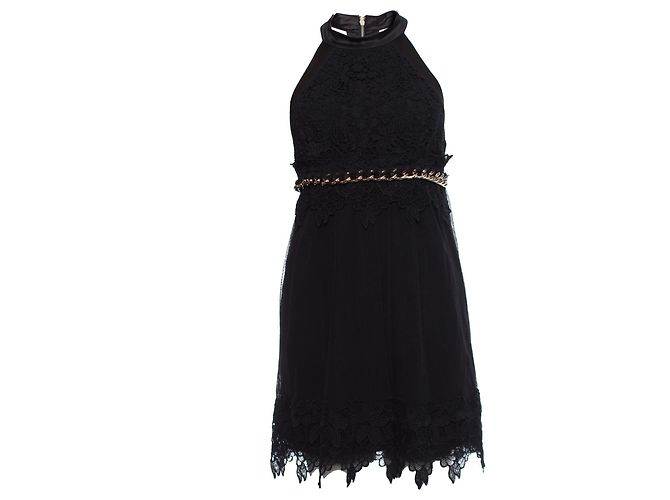 Elisabetta Franchi, Schwarzes Spitzenkleid mit Tüll