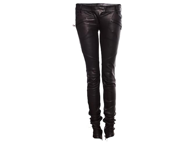 Balmain, leather biker trousers in black.  ref.1002367