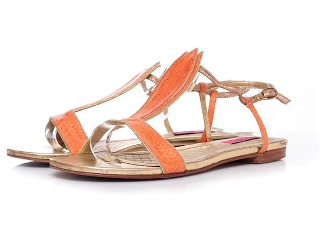 Autre Marque Pring, Gold and orange snakeskin sandals. Multiple colors Leather  ref.1002383