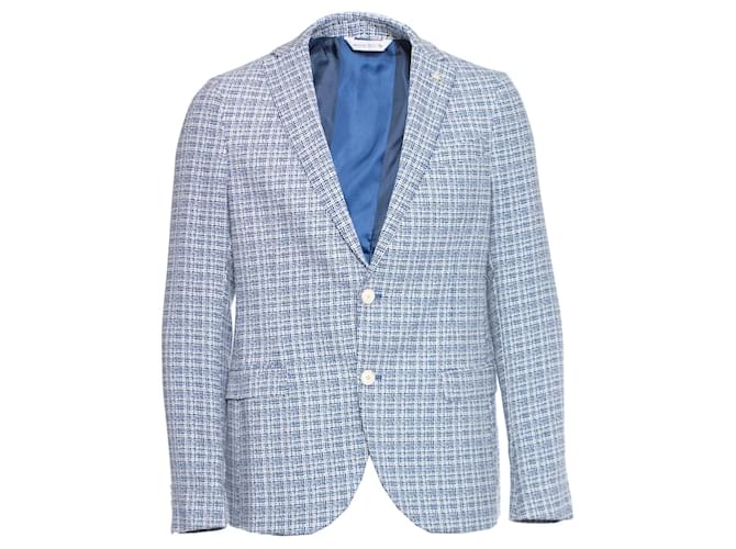Autre Marque Manuel Ritz, Blazer in tweed blu e bianco. Poliestere Viscosa  ref.1002385