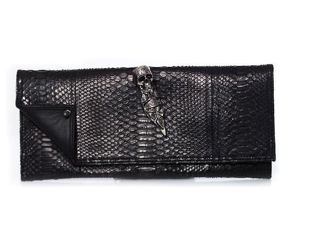 Autre Marque Maison Du Posh, Knuckle ring python clutch Black