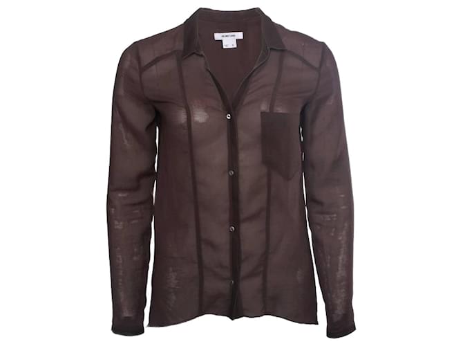 Helmut Lang, dark brown shirt. Polyester  ref.1002402