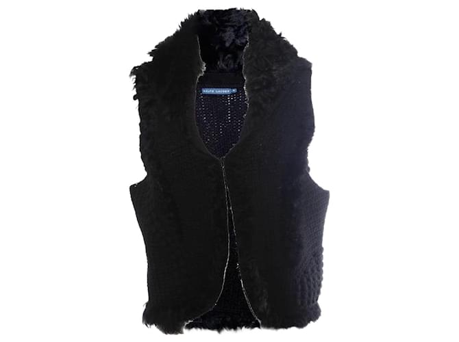 Ralph Lauren, Black fur bolero. Silk Wool  ref.1002462