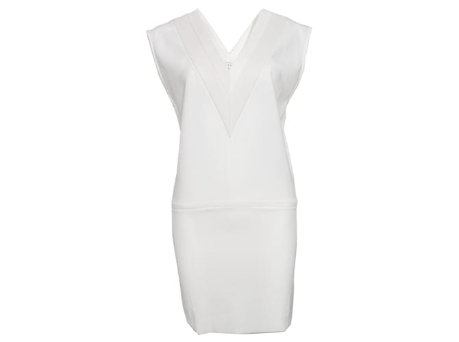 IRO, white sleeveless dress with leather border Polyester  ref.1002491