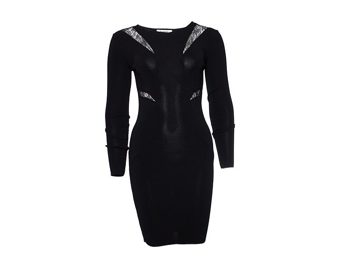 Pinko, schwarzes Stretchkleid mit Spitzendetails 