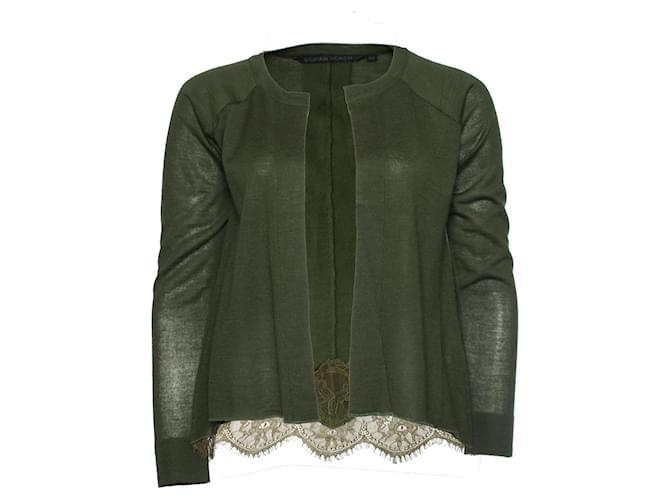 Autre Marque Silvian Heach, Green cardigan with lace Wool  ref.1002499