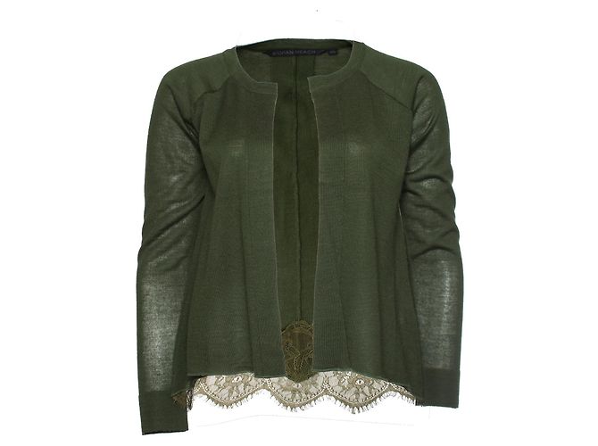 Autre Marque Silvian Heach, Grüne Strickjacke mit Spitze