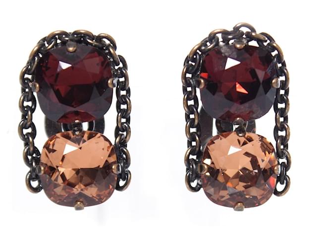 Other jewelry Autre Marque Daniel Swarovski, brown with bronze clip earrings.  ref.1002508