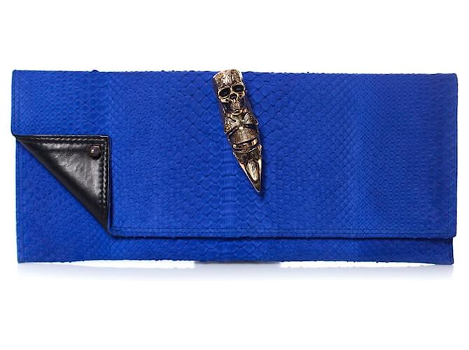 Autre Marque Maison Du Posh, clutch in Electric Blue snakeskin. Leather  ref.1002513