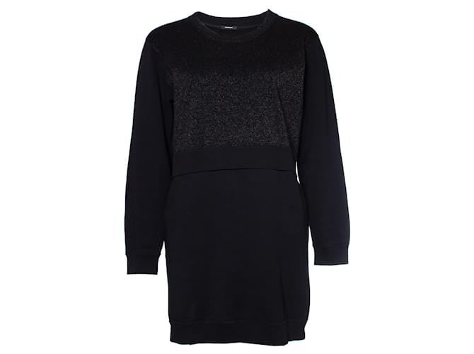 Autre Marque Denham, Sporty sweater dress with lurex Black Cotton  ref.1002522