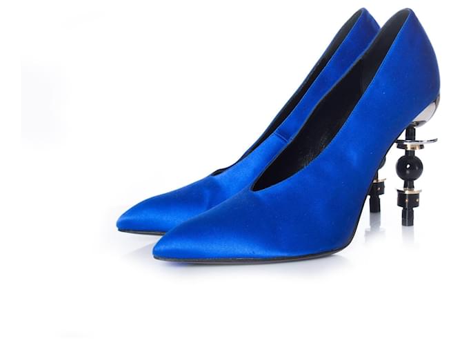 Hermès, Tonight Escarpins en satin bleu  ref.1002524