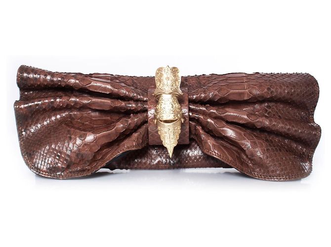 Autre Marque Casa Du Posh, clutch borboleta couro python Marrom
