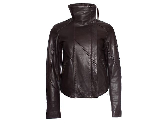 Autre Marque Denham, Braune Lederjacke mit Stehkragen