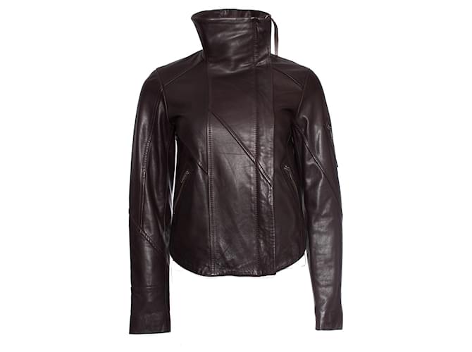 Autre Marque Denham, brown high neck leather jacket  ref.1002529